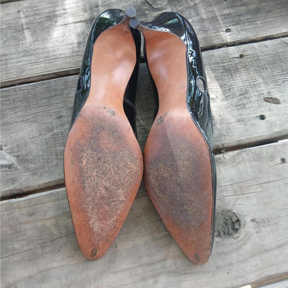 Vintage‎ 1960s black patent leather pointy toed heels in original box, size 9.5 - Picture 4 of 6